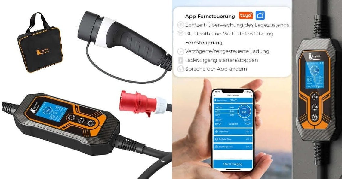 Tragbares EV Ladegerät Typ2 16A – Flexibel, sicher und smart laden - e-car-shop.ch