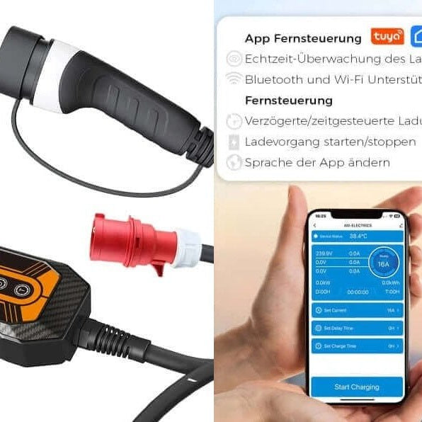 Tragbares EV Ladegerät Typ2 16A – Flexibel, sicher und smart laden - e-car-shop.ch