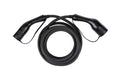 Electric vehicle charging cable Type 2 to Type 2 with protective caps, 3-phase, 480V, 32A, lengths 3m or 5m, IP55 certified.