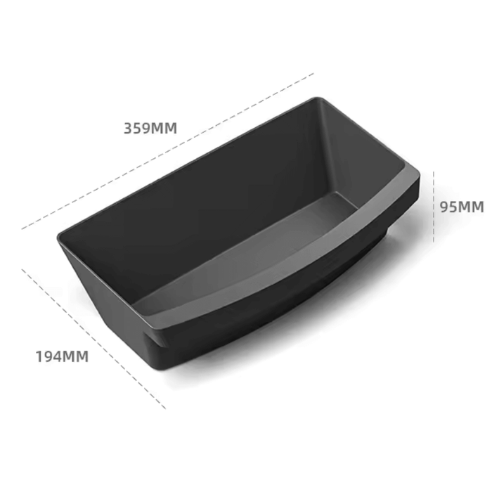 Ablageschublade für Tesla Model Y Juniper, Abmessungen 359mm x 194mm x 95mm, idealer Stauraum für individuelle Gegenstände.