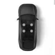 Aerial view of a Tesla Model Y Juniper showing interior layout and seating arrangement.