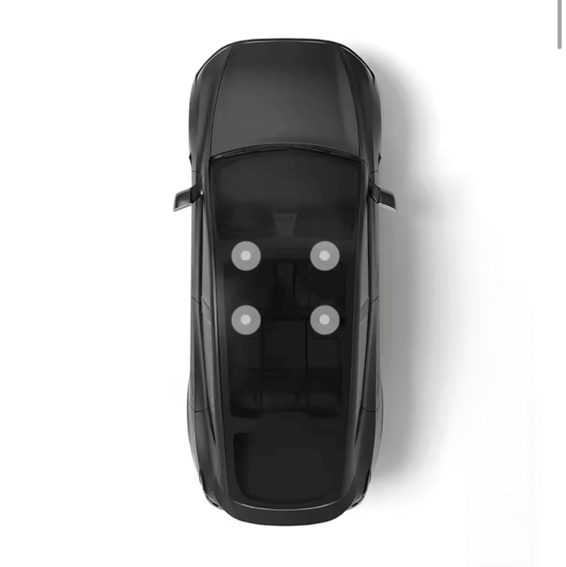 Aerial view of a Tesla Model Y Juniper showing interior layout and seating arrangement.