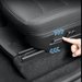 Illustration of a hand adjusting the seat position in a Tesla Model Y, showcasing the seat controls.