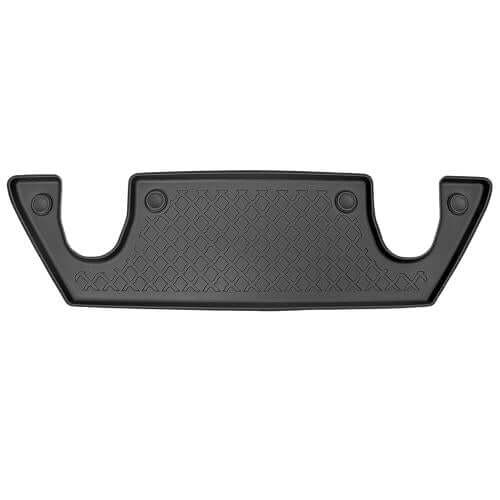 Black 3D all-weather floor mat for Tesla Model X 2021, featuring a high edge for dirt protection and attachment clips.