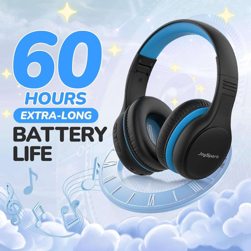 Bluetooth headphones for kids with 60 hours battery life, designed for comfort and durability.
