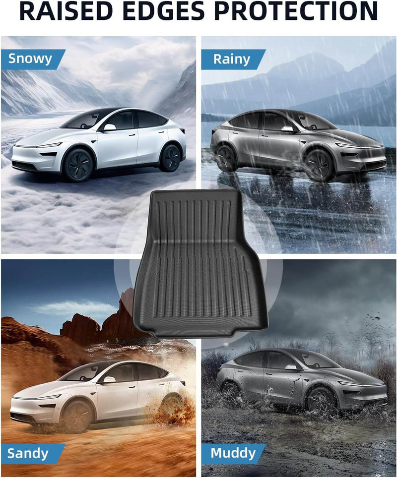 Allwettermatten für Tesla Model Y ab 2025 mit erhöhter Rande für ultimativen Schutz bei jedem Wetter.