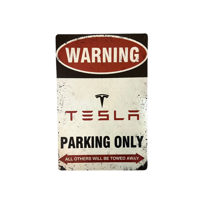 Parking sign TESLA PARKING ONLY