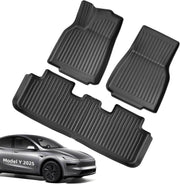 Allwettermatten für Tesla Model Y ab 2025, TPE Fußmatten, schwarz, erhöhte Ränder für Schutz