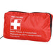 Practical 44-piece first aid kit in red case, compliant with DIN 13164 for vehicles, ideal for travel and emergencies.