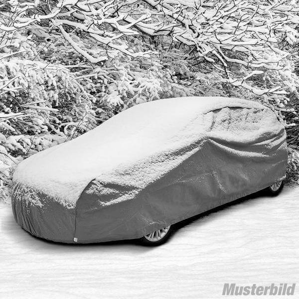 Autoabdeckung Kombi Gr. L schützt vor Schnee und Eis, ideal für winterliche Wetterbedingungen.