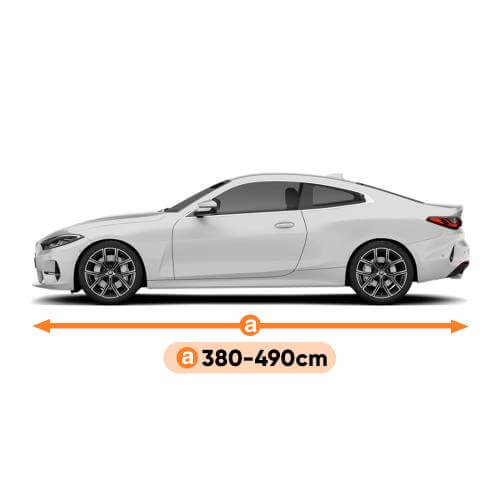 Abdeckplane Coupe für Fahrzeuge von 380-490 cm, idealer Schutz vor Wetter und UV-Strahlen.