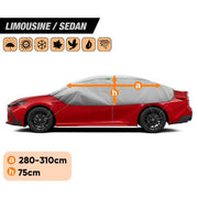 Abdeckplane für Limousine/Sedan, schützt Fahrzeug von 280-310 cm gegen Wetter, UV-Strahlen und Kälte.