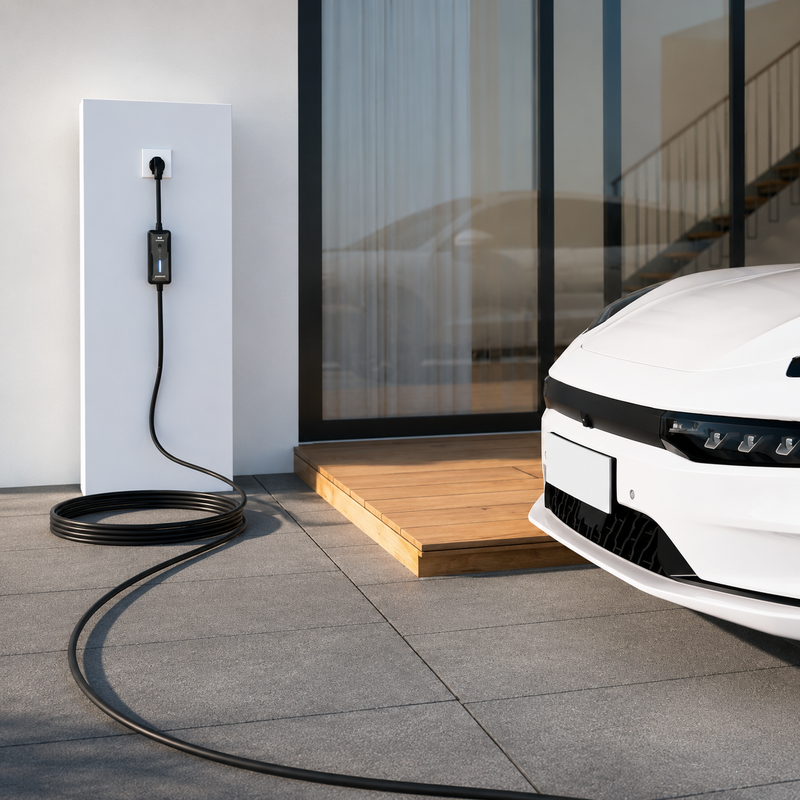 E-LINE Premium EV-Ladegerät Typ 2 für Schweizer Steckdose – 6/8/10 A
