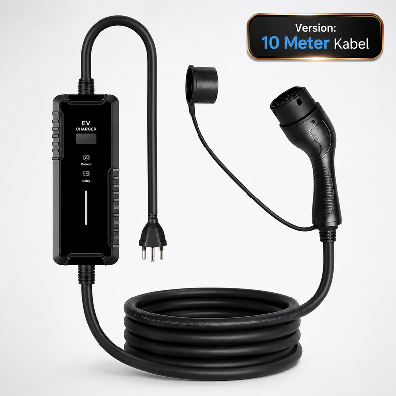 E-LINE Premium EV-Ladegerät Typ 2 für Schweizer Steckdose – 6/8/10 A