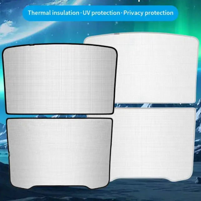 Ice Crystal Shade for Tesla Model Y Juniper 2025, offering UV protection and thermal insulation.
