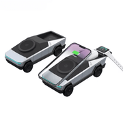 3 in 1 Tesla Cybertruck Magsafe Chargerstation showcasing wireless charging for phone and smartwatch.