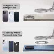 Magsafe Drehhalterung Universal compatibility for Apple and Samsung phones with magnetic features.