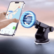 Magsafe Smartphone Halterung mit Gelenk & Saugnapf mit Smartphone und Magnetverbindung im Auto