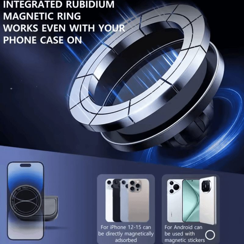 MagSafe Telefonhalterung Tesla Model 3/Y Highland/Juniper mit integriertem Rubidium-Magnetring.