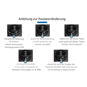 Anleitung zur Passwortänderung für Wandhalterung für Ladekabel Typ 2 mit Zahlenschloss.