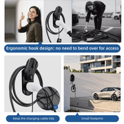 Wandhalterung für Ladekabel Typ 2 mit Zahlenschloss, ergonomisches Design für einfache Nutzung und Kabelorganisation.