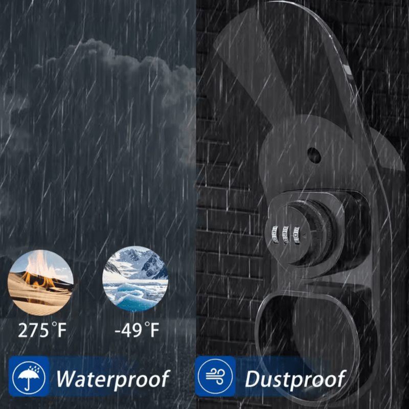 Wandhalterung für Ladekabel Typ 2 mit Zahlenschloss, wetterfest und staubdicht, geeignet für Elektrofahrzeugstecker.