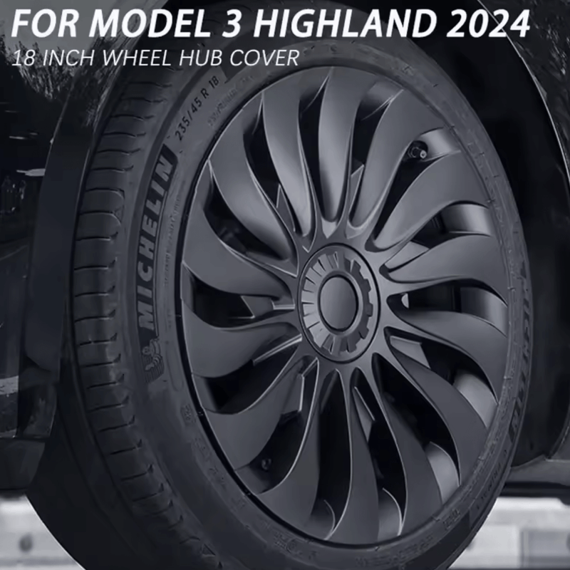 Radkappen 18 Zoll matt schwarz (4-teilig) Tesla Model 3 Highland - eleganter Radschutz für 2024