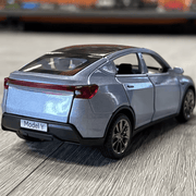 Tesla Model Y Juniper 2025 Modellauto 1/32 in grau mit realistischen Details und öffnenden Türen