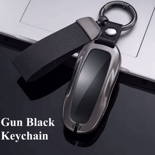 Schlüsselanhänger für Tesla Model X aus Aluminium, elegant und ultraleicht in Gun Black.