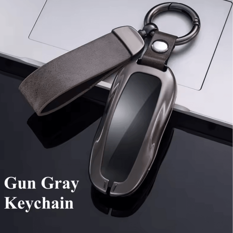 Schlüsselanhänger für Tesla Model S/3/Y in Gun Gray mit eleganter Anhängeschlaufe und ultraleichtem Design.