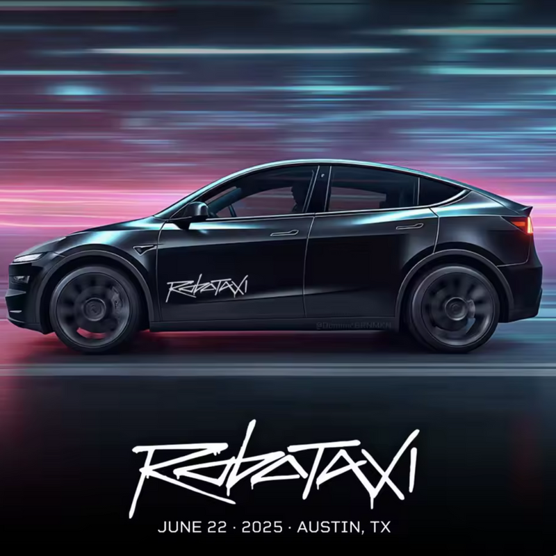 Tesla Robotaxi Aufkleber 50×20 cm
