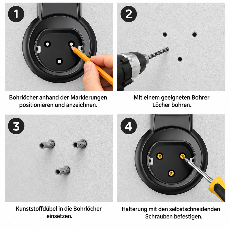 Typ 2 Ladekabel Wandhalterung mit Steckerhalter & Kabelhaken