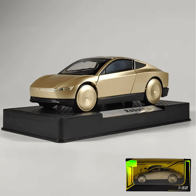 Tesla Cybercab Robotaxi Modellauto 1/32 in gold, hochwertiges Modell mit Sound und Lichteffekten.