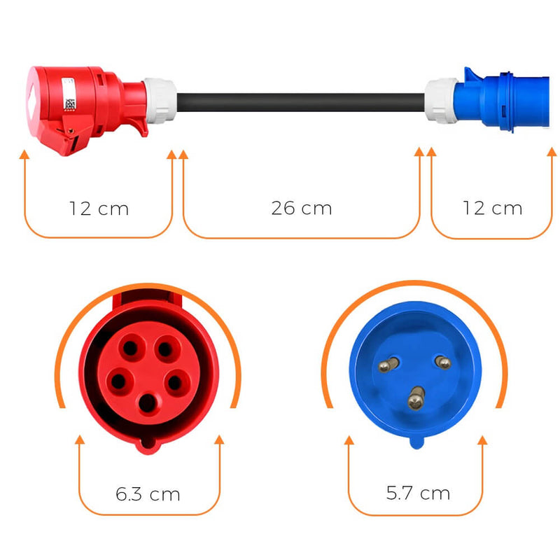 Adapterkabel CEE 16/5 zu CEE 32/3 EV - Ladekabel | e - car - shop.ch