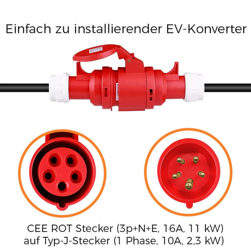 Adapterkabel CEE 16/5 zu T12/T13 (CH Haushaltssteckdose) - 10A EV - Ladekabel | e - car - shop.ch
