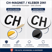 CH Schild Magnet & Kleber 2 in 1 (2 - teilig) | e - car - shop.ch