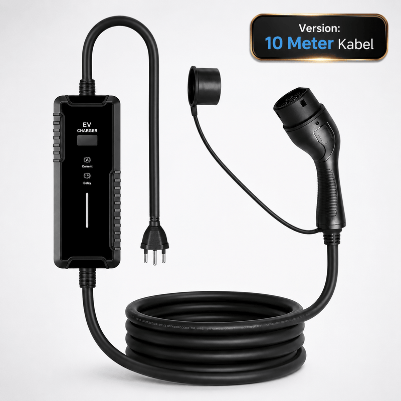 E-LINE Premium EV-Ladegerät Typ 2 für Schweizer Steckdose – 6/8/10 A | e-car-shop.ch