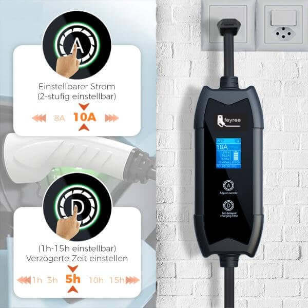 Elektroauto Ladegerät Typ2 für Haushaltssteckdose (CH - Stecker T13) | e - car - shop.ch