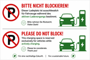 Hinweiskarten für blockierte Elektroauto-Ladeplätze (DE/EN) – 10er-Set | e-car-shop.ch