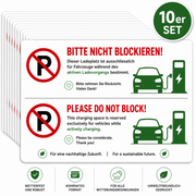 Hinweiskarten für blockierte Elektroauto-Ladeplätze (DE/EN) – 10er-Set | e-car-shop.ch