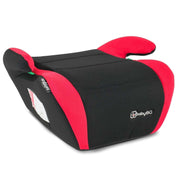 Kindersitzerhöhung für Kinder (125-150 cm) in schwarz und rot, sicherer und komfortabler Booster für das Auto.