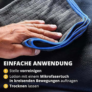 Lederreiniger Auto – Reinigungsschaum für Glatt- & Kunstleder – 200ml Anwendung mit Mikrofaserhandtuch