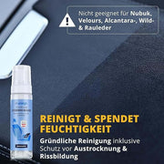 Lederreiniger Auto – Reinigungsschaum für Glatt- & Kunstleder – 200ml, reinigt und spendet Feuchtigkeit.