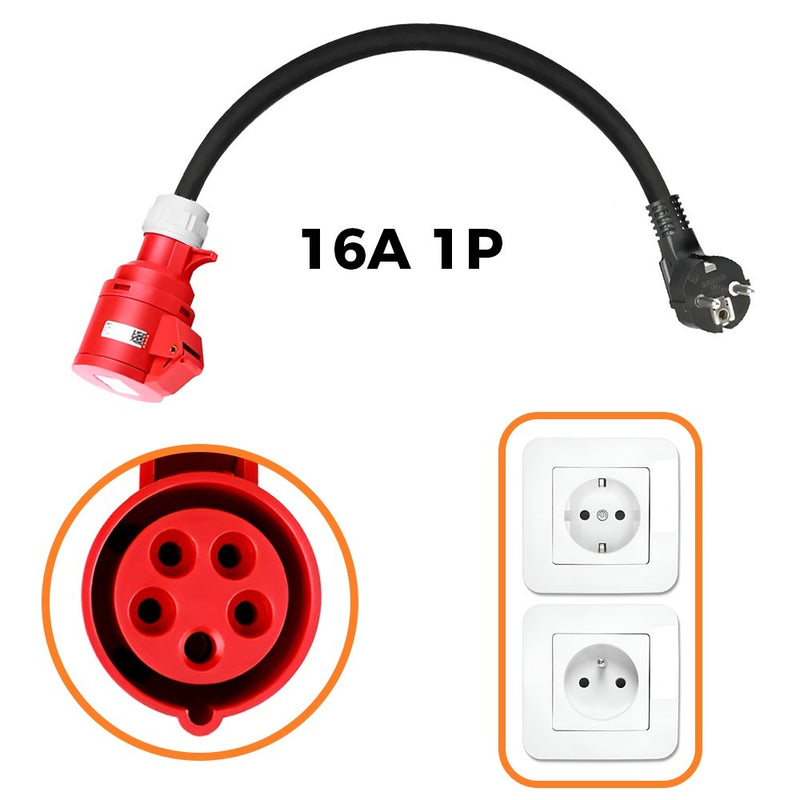 Adapterkabel CEE 16/5 zu EU Schuko EV-Ladekabel