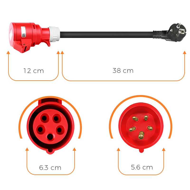 Adapterkabel CEE 16/5 zu EU Schuko EV-Ladekabel