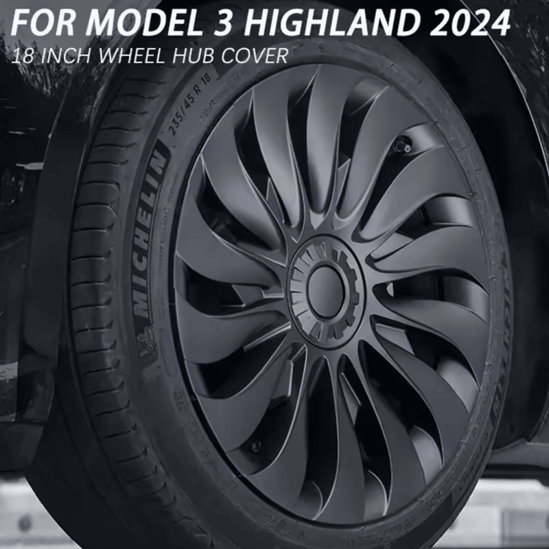 Radkappen 18 Zoll matt schwarz (4 - teilig) Tesla Model 3 Highland | e - car - shop.ch