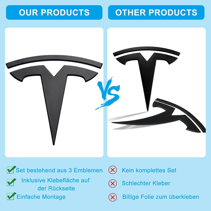 Tesla Logo Emblemset Model 3 | e - car - shop.ch