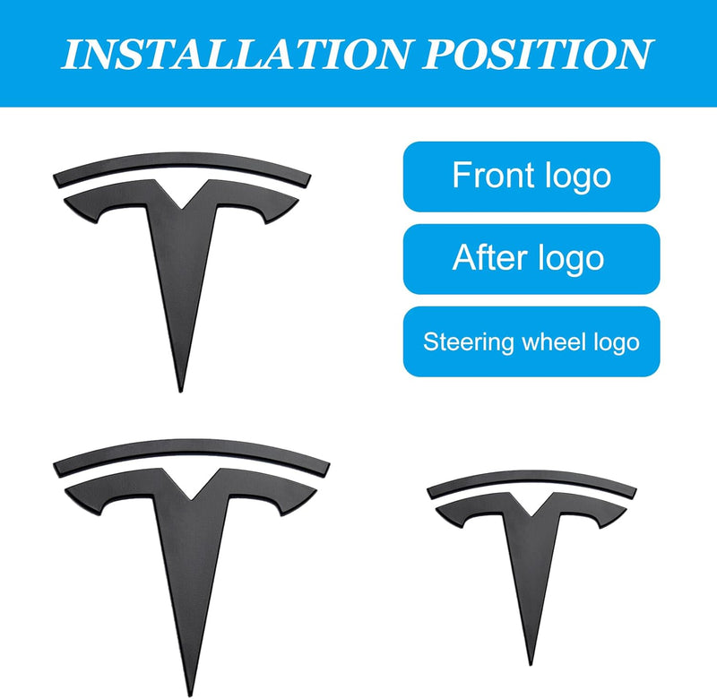 Tesla Logo Emblemset Model 3 | e - car - shop.ch