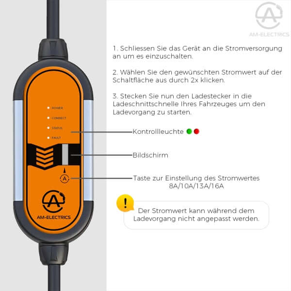 Tragbares Elektroauto Ladegerät Ladestation Typ2 (EU Schuko) | e - car - shop.ch