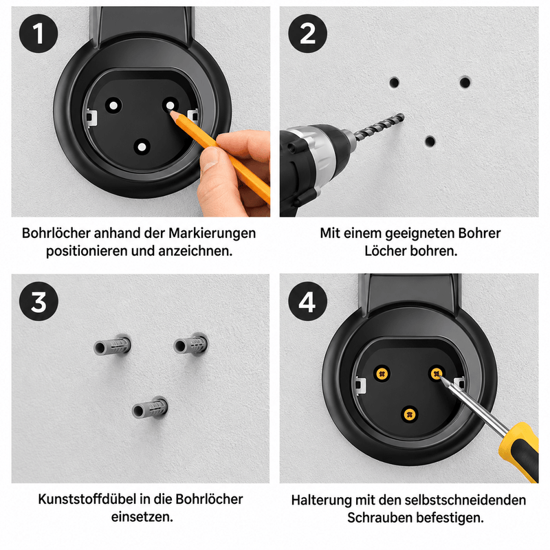 Typ 2 Ladekabel Wandhalterung mit Steckerhalter & Kabelhaken | e-car-shop.ch